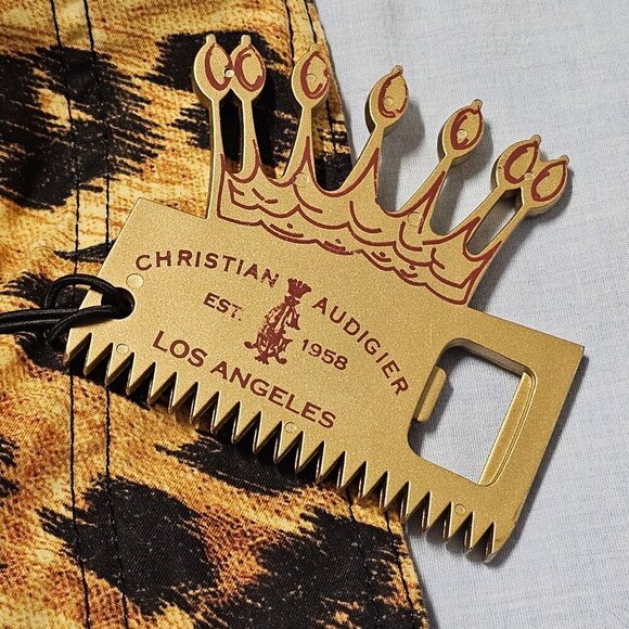 Christian Audigier Graphical Animal Print Beaded Men's Shorts Size 36 - Picture 7 of 13